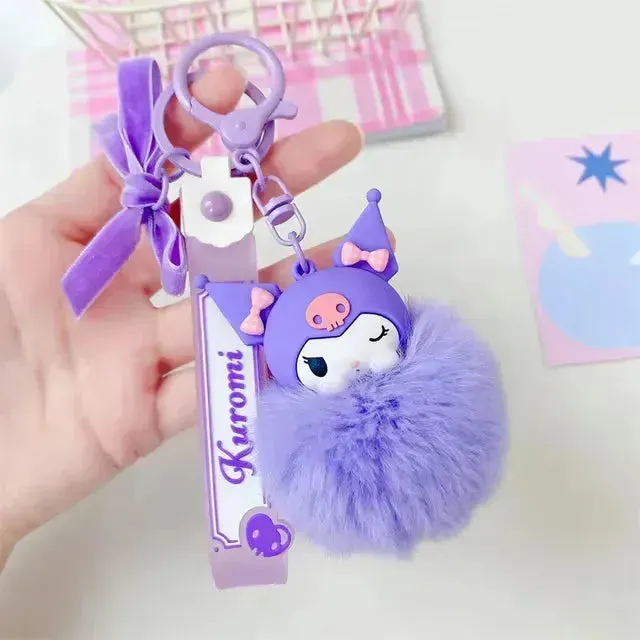 Sanrio Pom Pom Doll Face Keychains