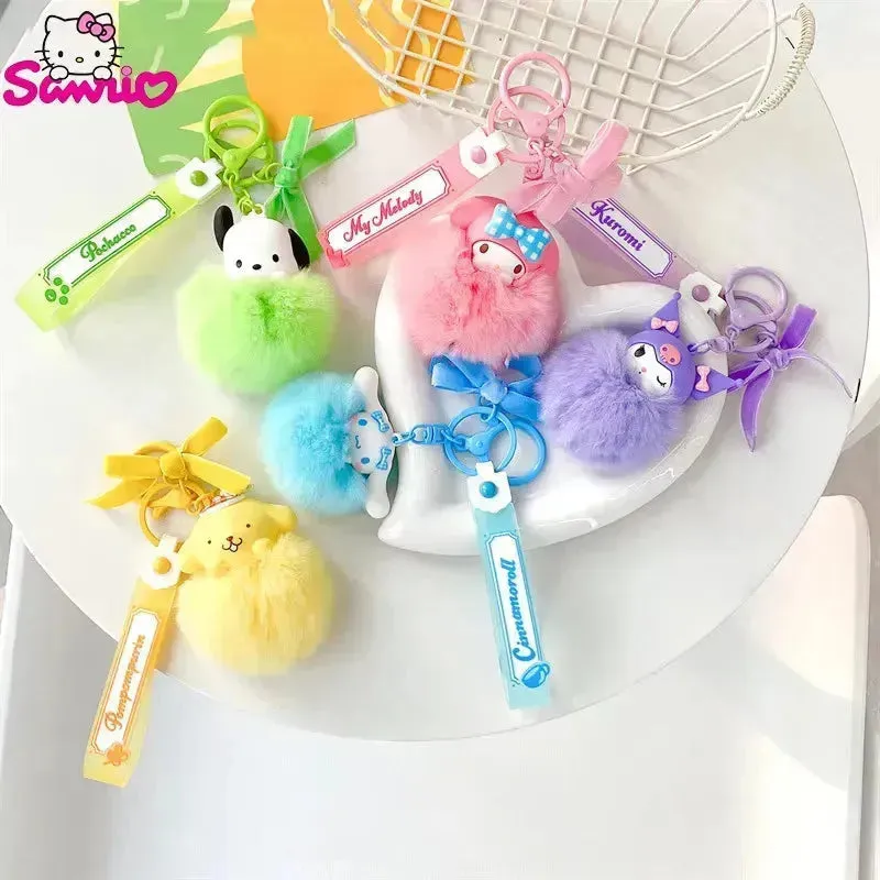 Sanrio Pom Pom Doll Face Keychains