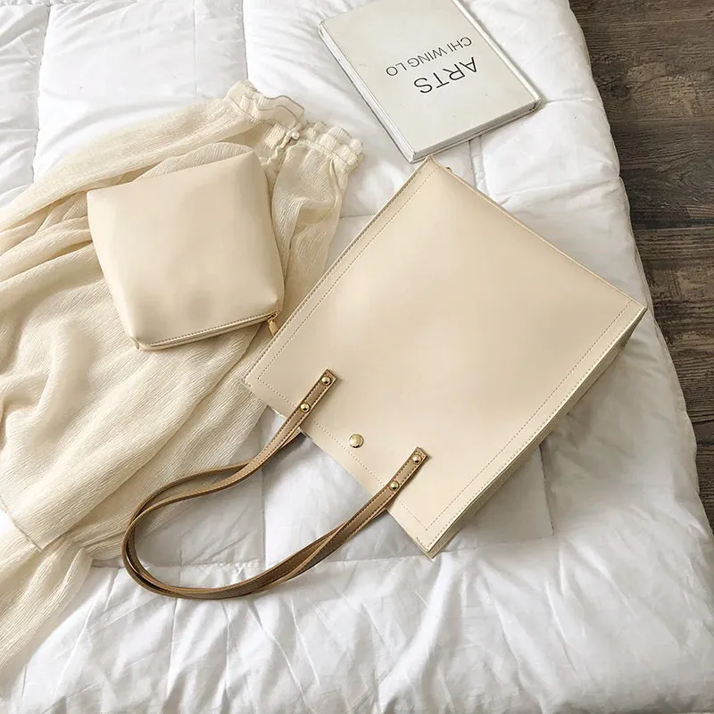 Simple Leather Crossbody Tote Bags