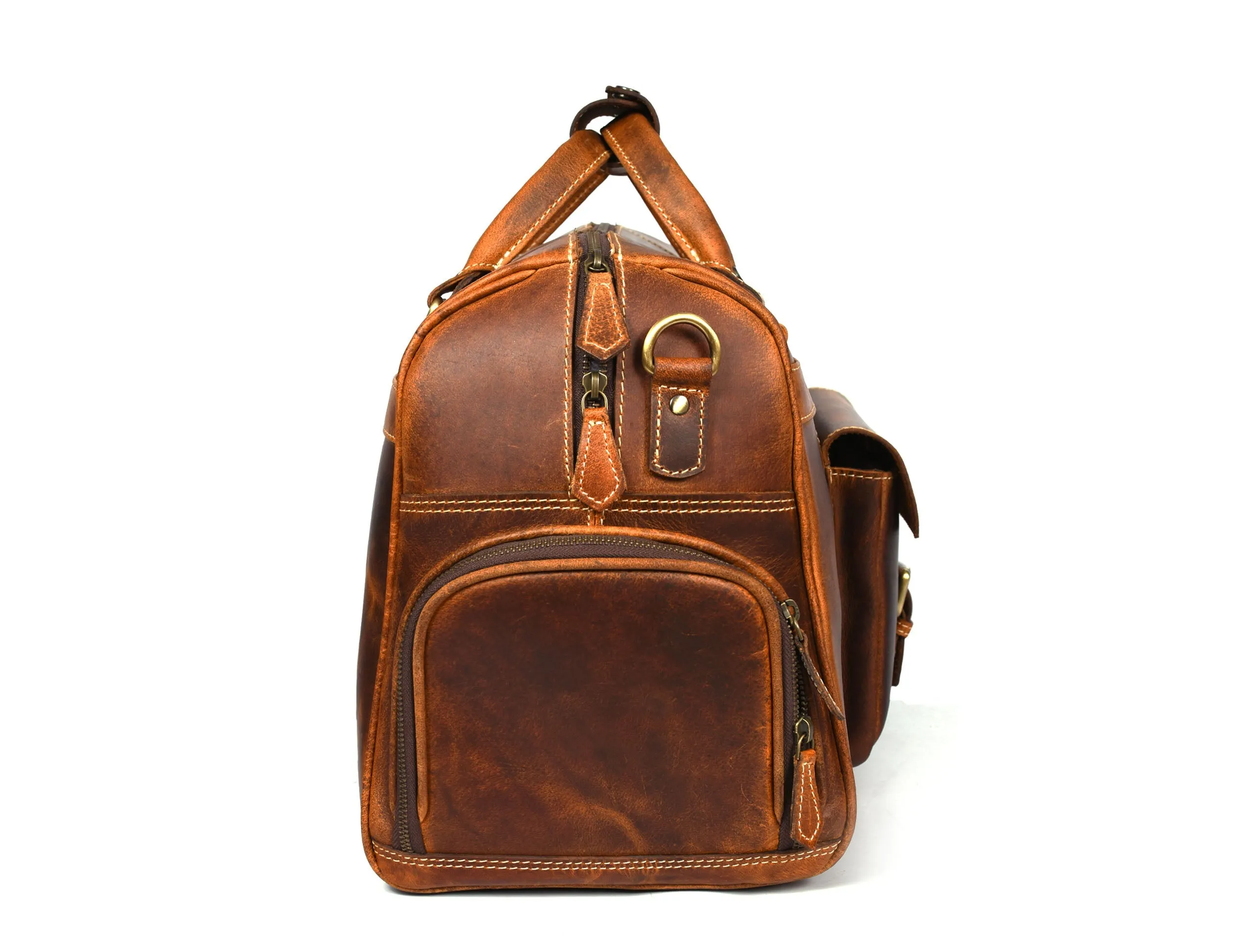 Souris Leather Travel Bag - Caramel Brown