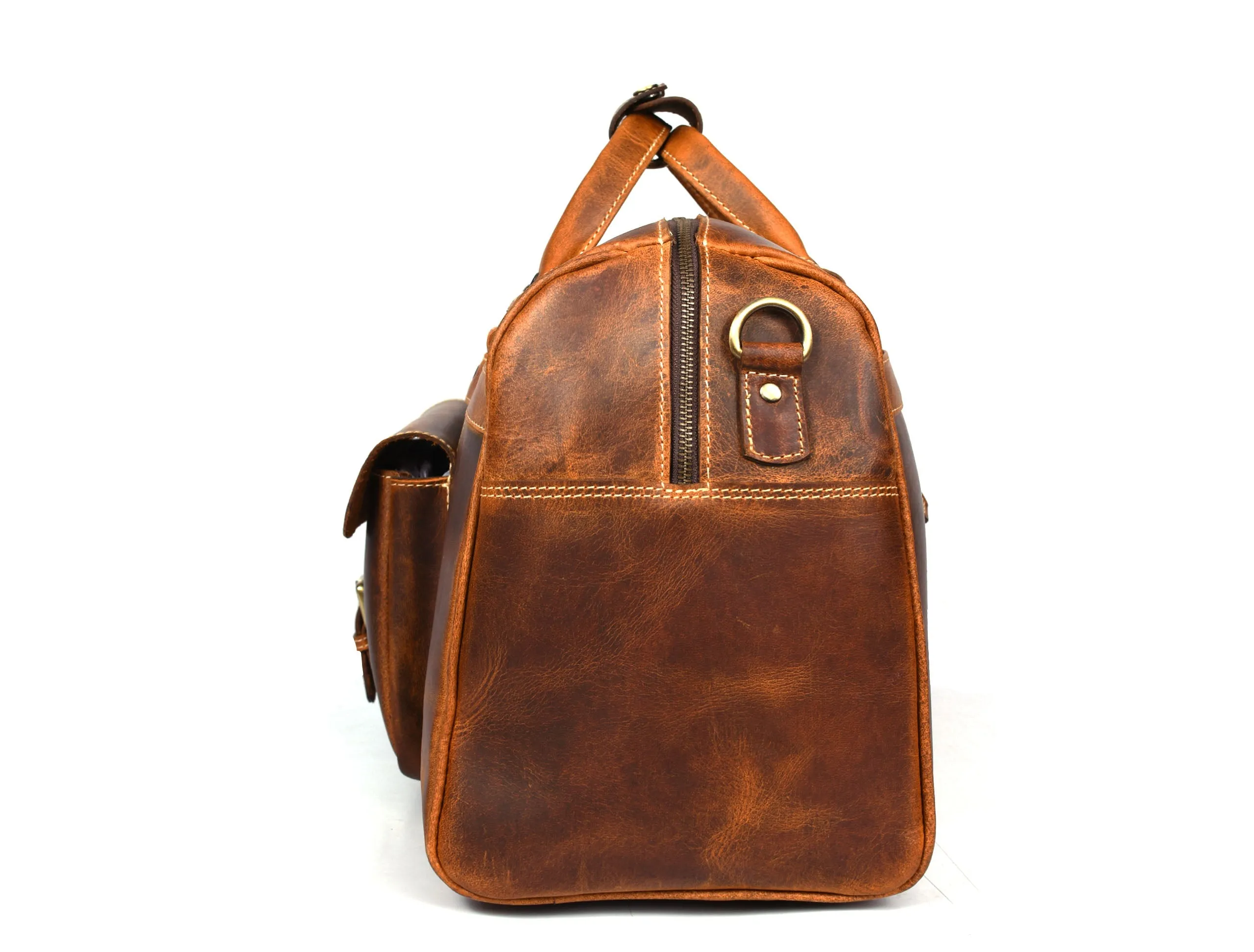 Souris Leather Travel Bag - Caramel Brown