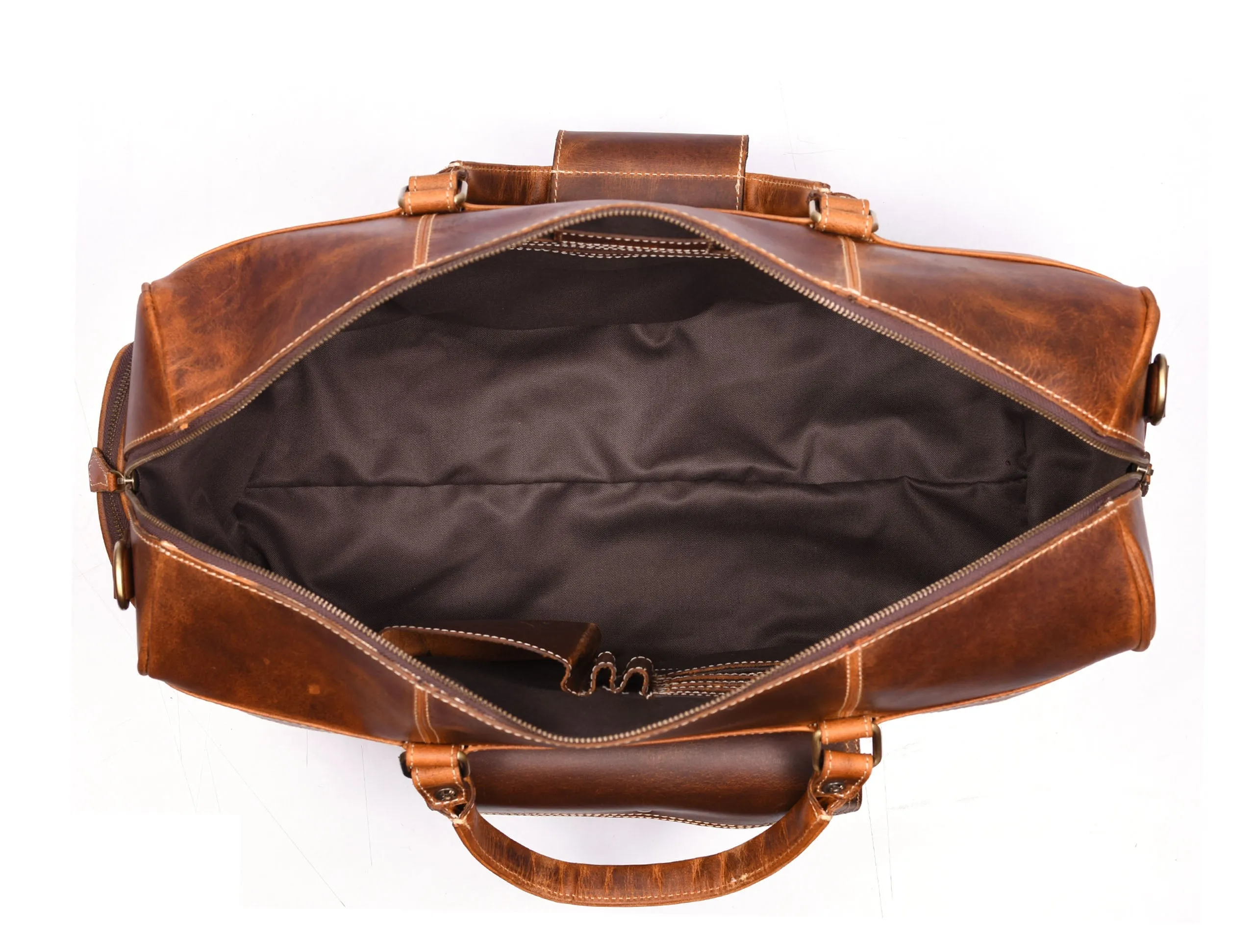 Souris Leather Travel Bag - Caramel Brown