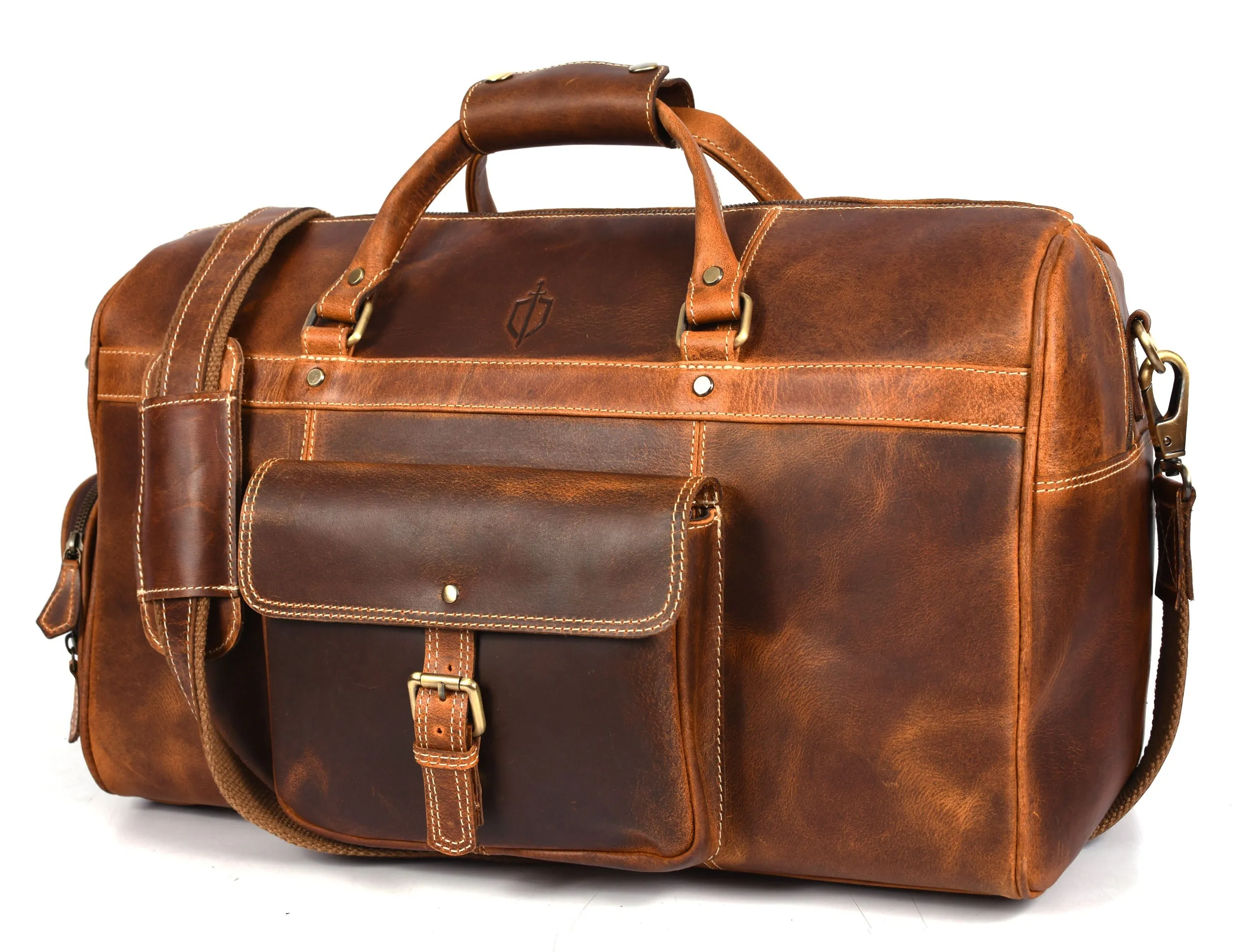 Souris Leather Travel Bag - Caramel Brown