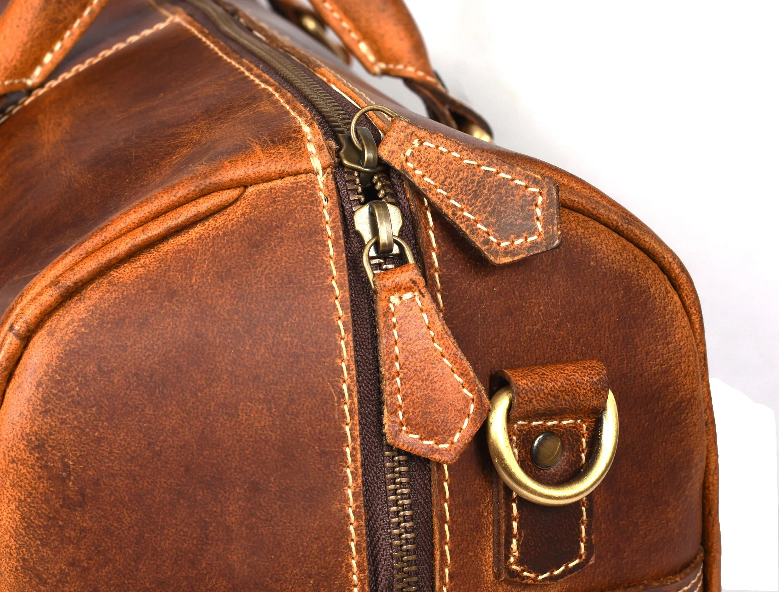 Souris Leather Travel Bag - Caramel Brown