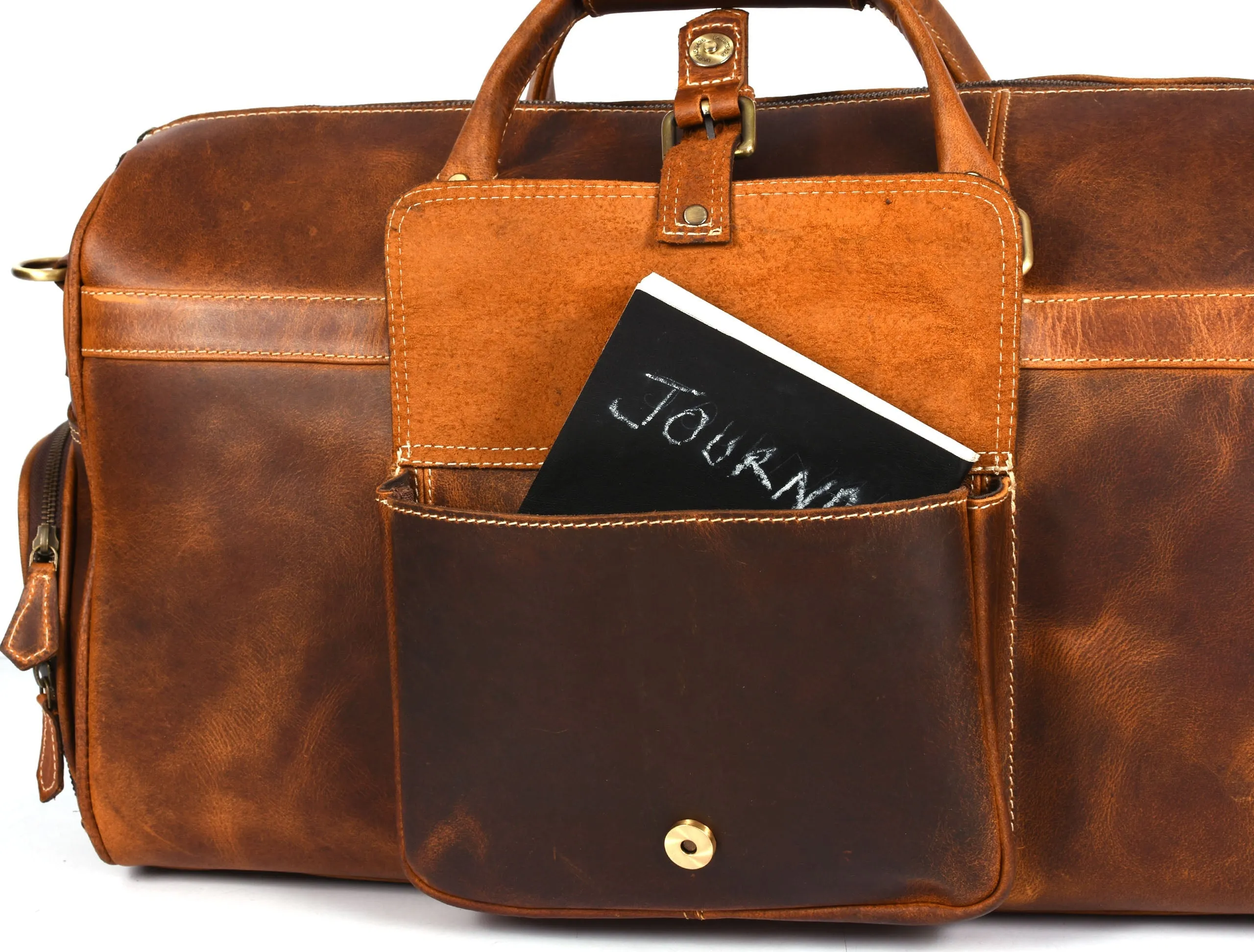 Souris Leather Travel Bag - Caramel Brown