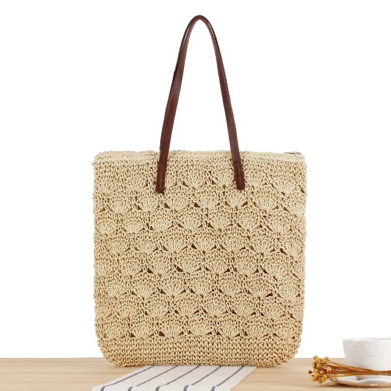 Store Manager Recommend Versatile Holiday Travel Photo Woven Bag Mori Style in Japan and Korea Artsy Wind Crochet Shoulder Bag Straw Bag