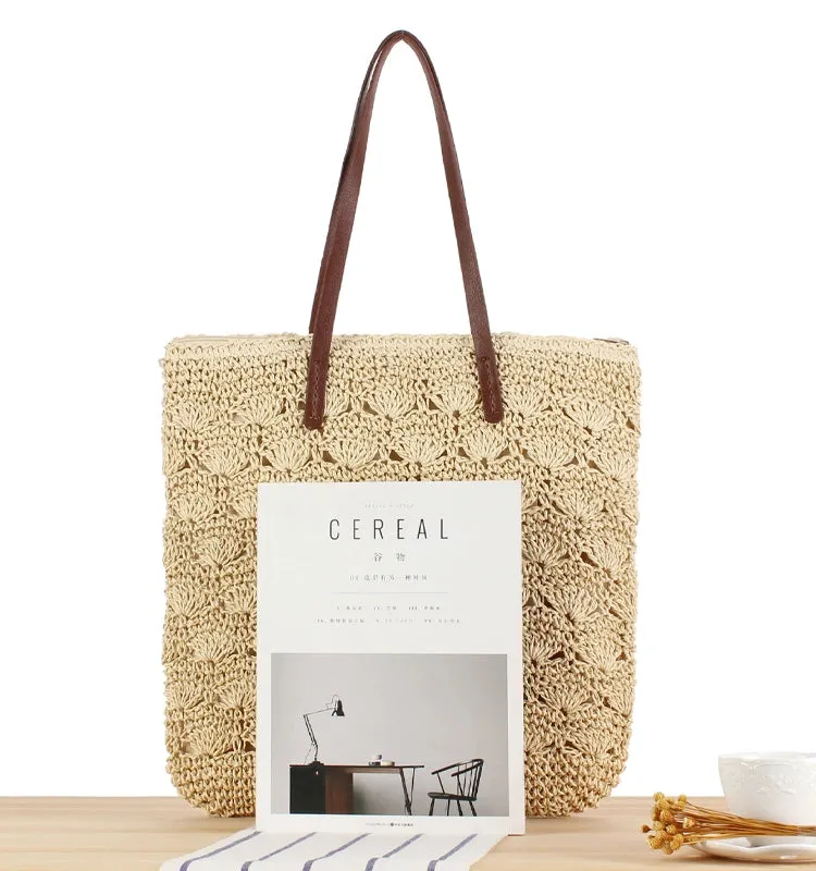 Store Manager Recommend Versatile Holiday Travel Photo Woven Bag Mori Style in Japan and Korea Artsy Wind Crochet Shoulder Bag Straw Bag