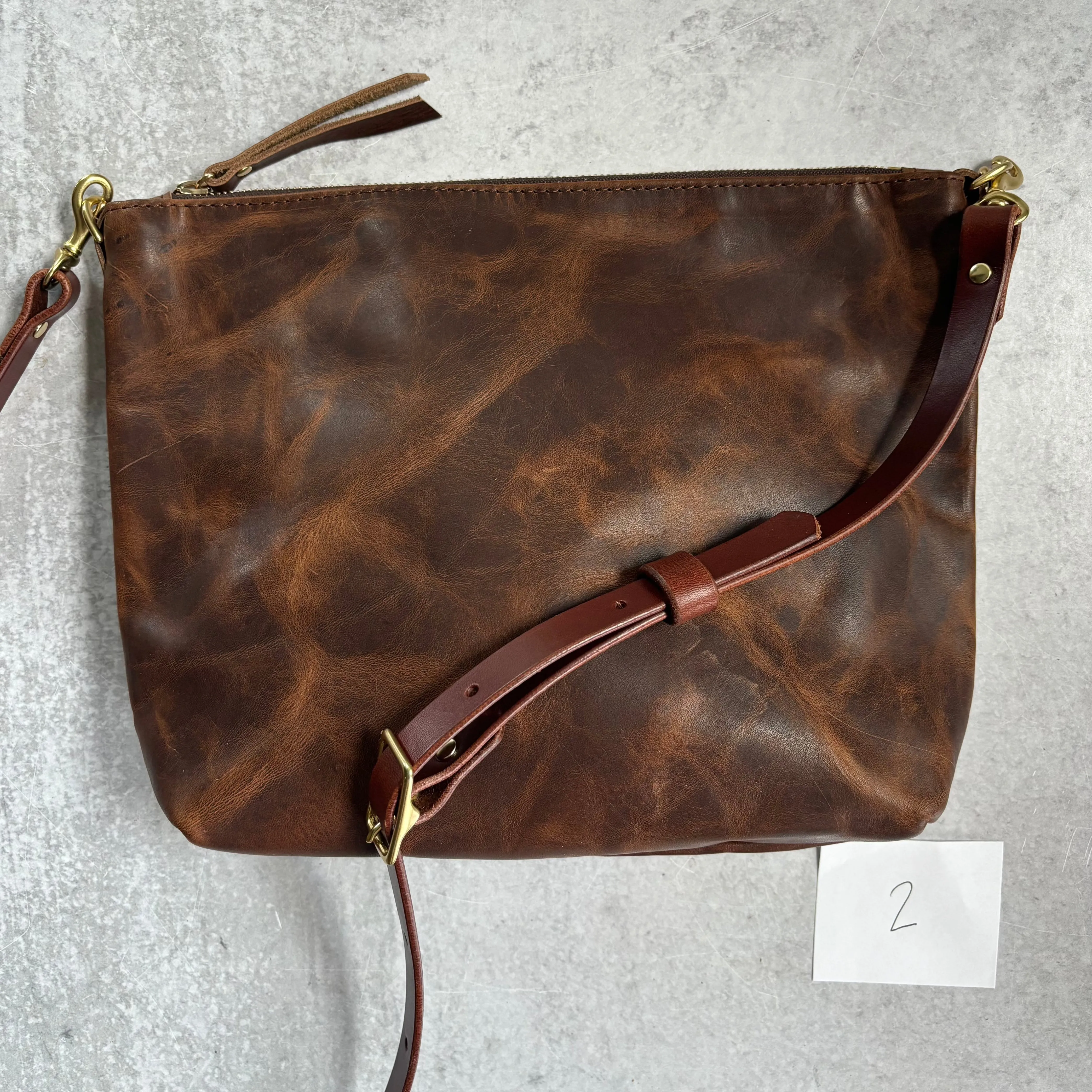 Summer Seconds Sale - Crossbody Bag with Monogram - Dark Brown Pull Up No. 2