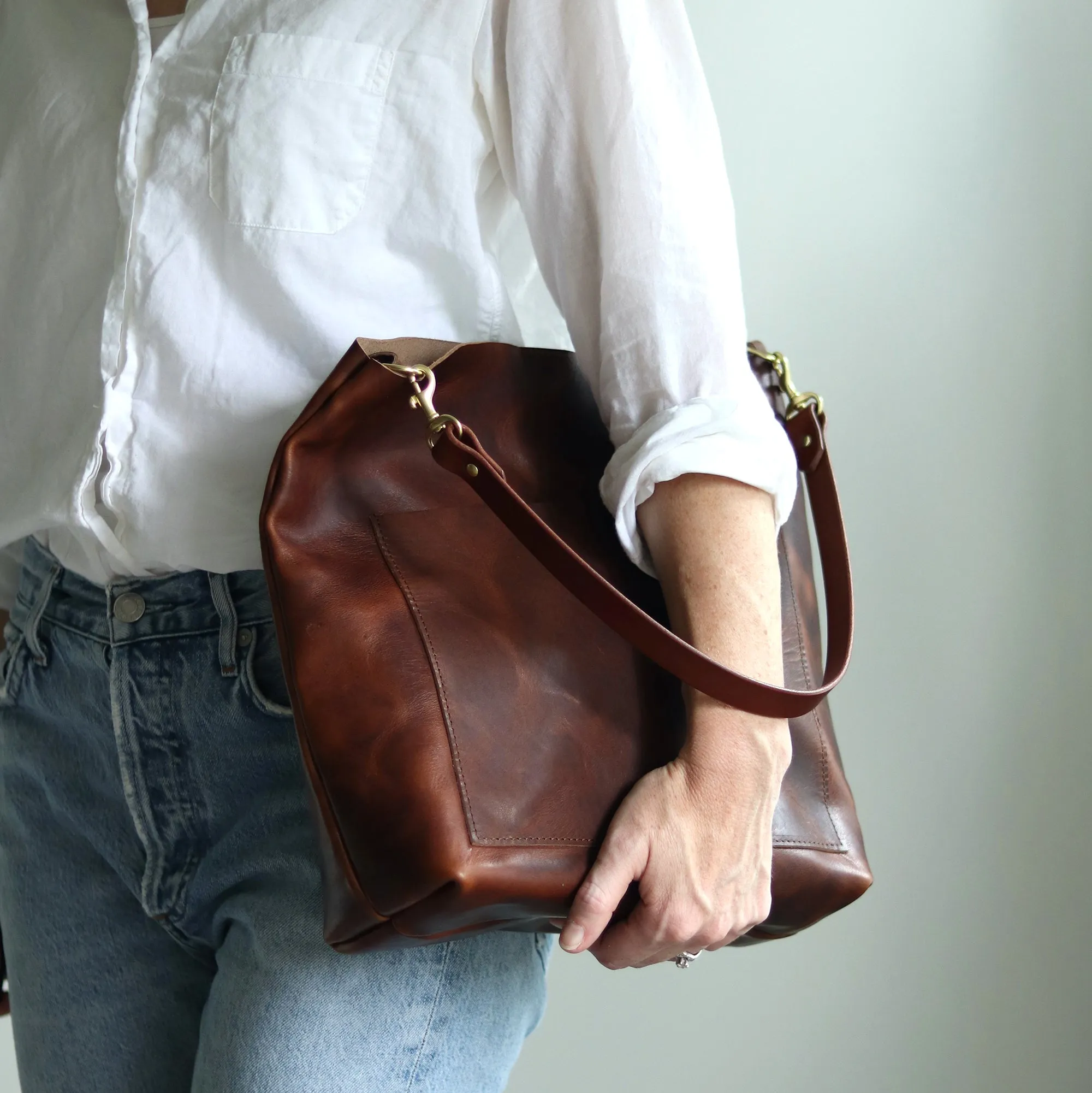 Summer Seconds Sale - Leather Day Bag - Dark Brown Pull Up No. 2