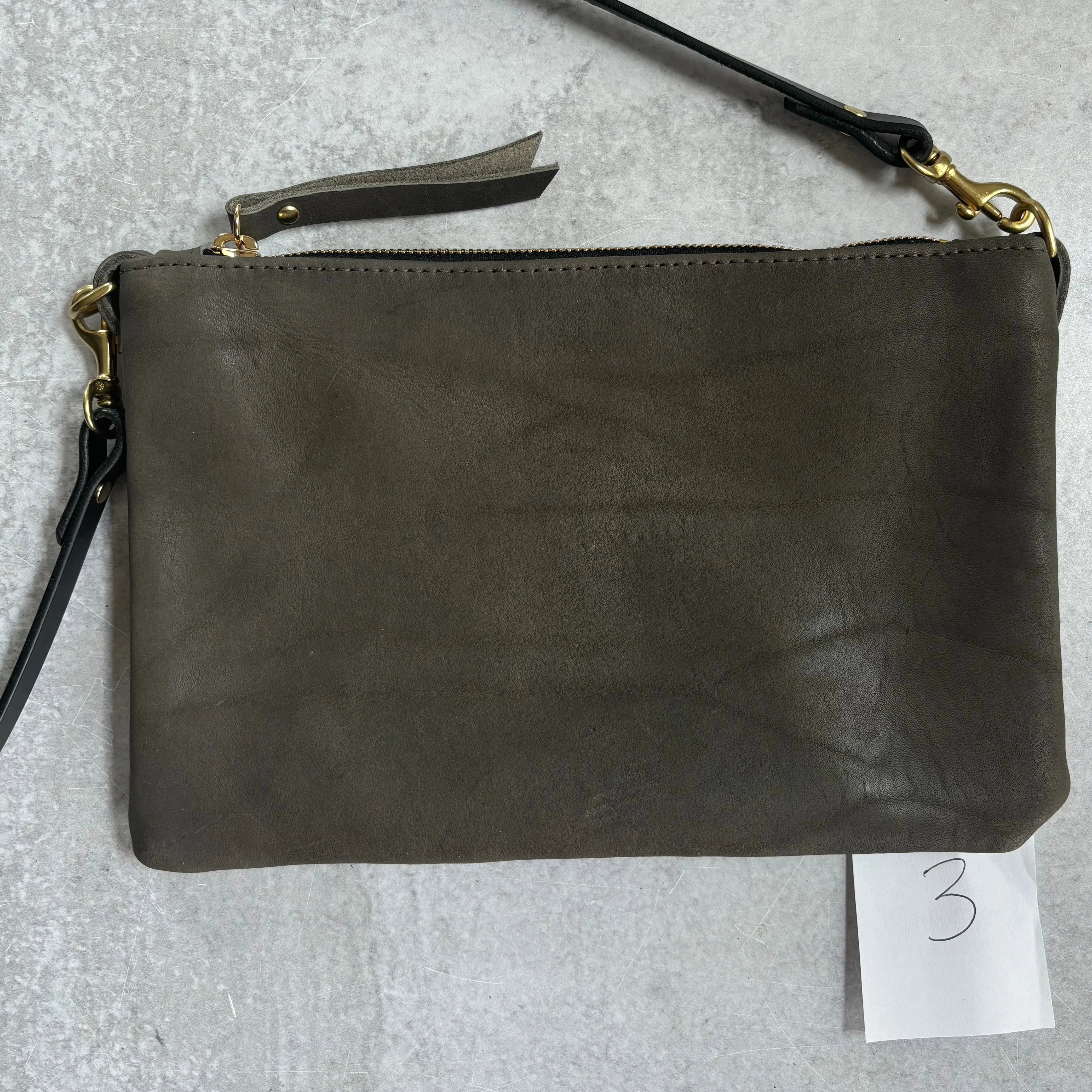 Summer Seconds Sale - Small Leather Crossbody Clutch Bag - Charcoal Gray No. 3