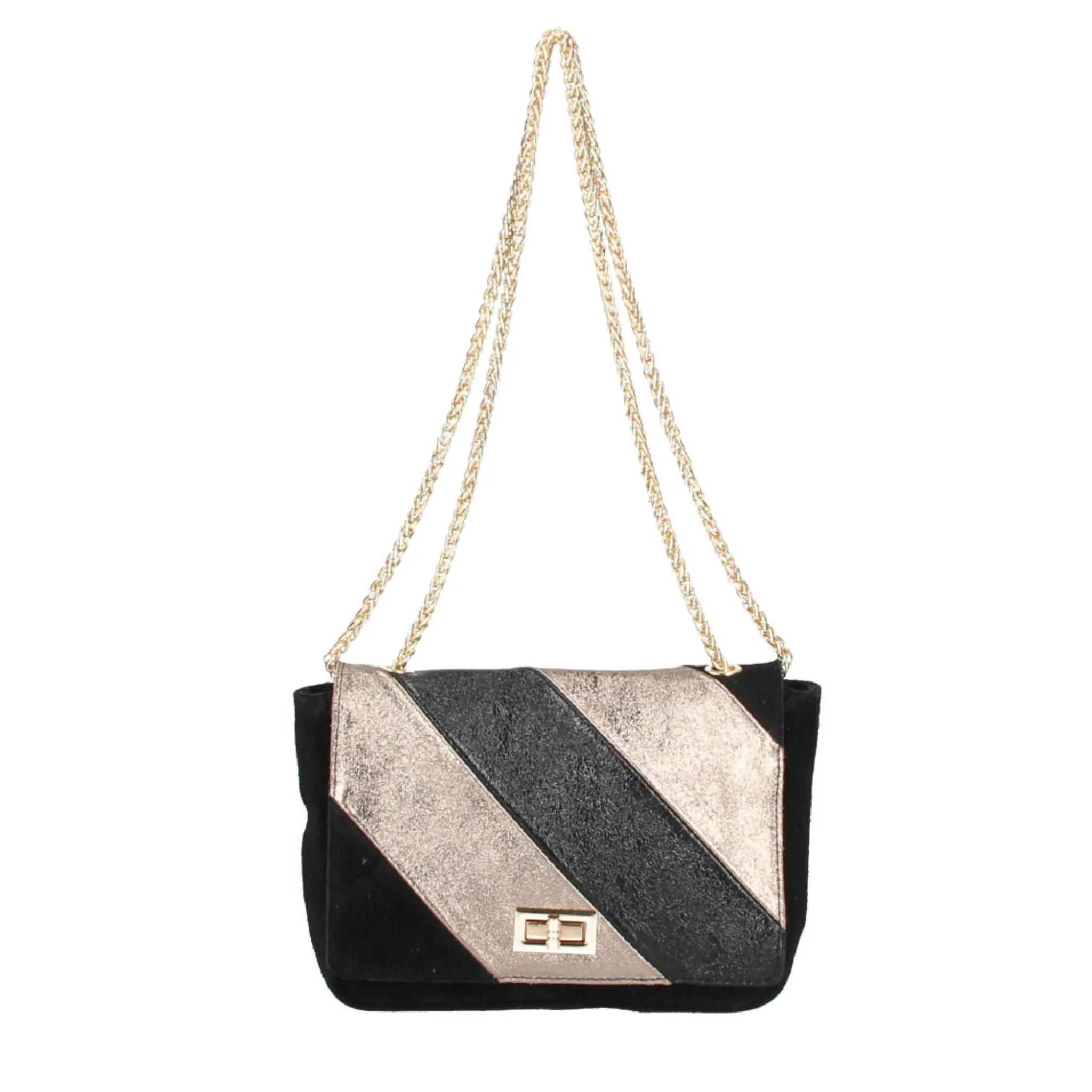 The Metallic Stripe Suede & Leather Bag