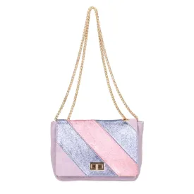 The Metallic Stripe Suede & Leather Bag