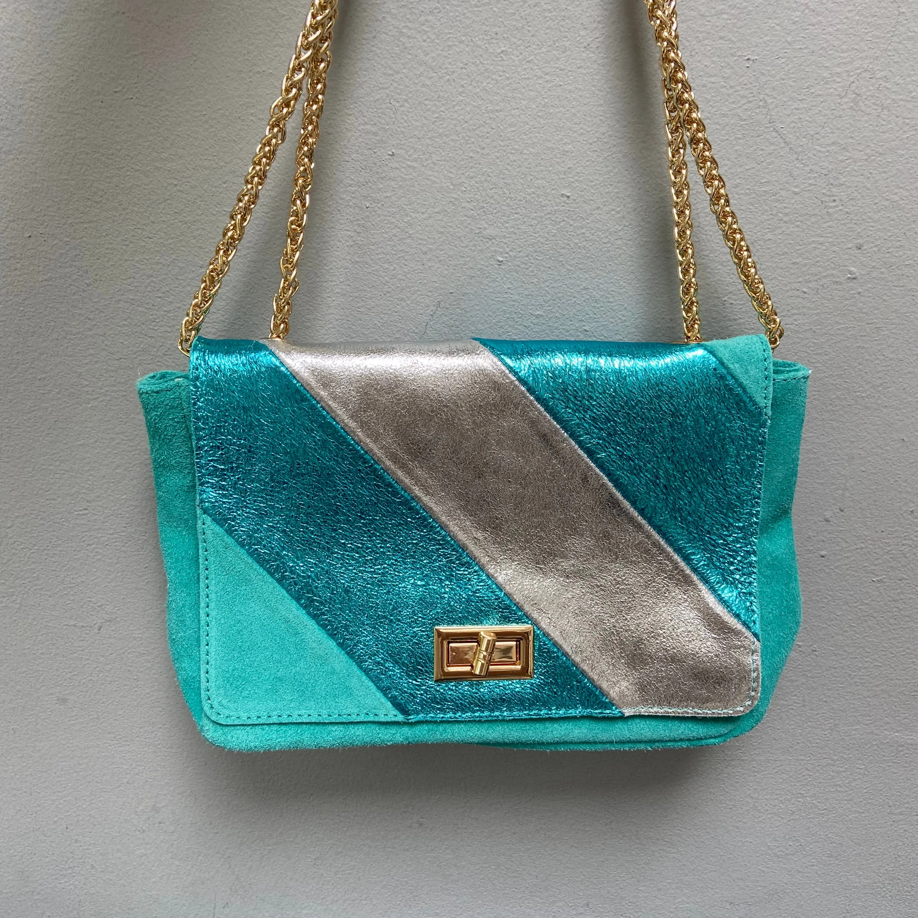 The Metallic Stripe Suede & Leather Bag