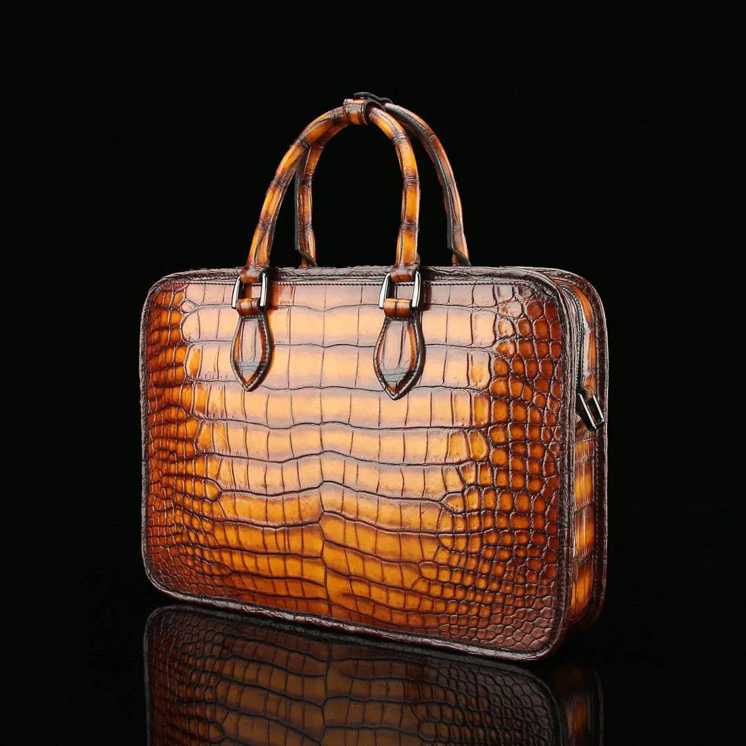 Vintage Brown Crocodile Leather  Briefcase