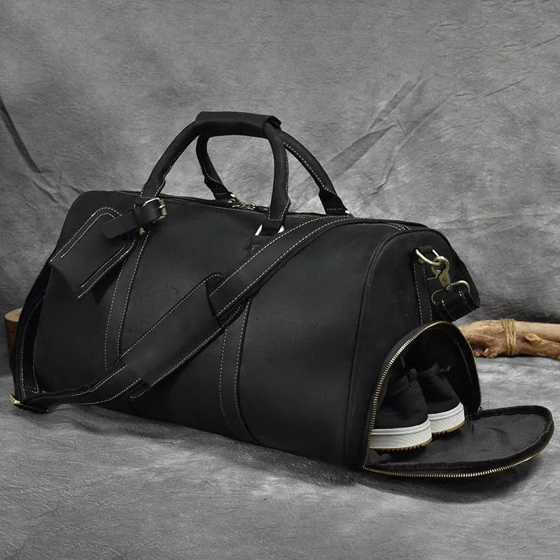 Vintage Leather Travel Duffle Shoulder Bag