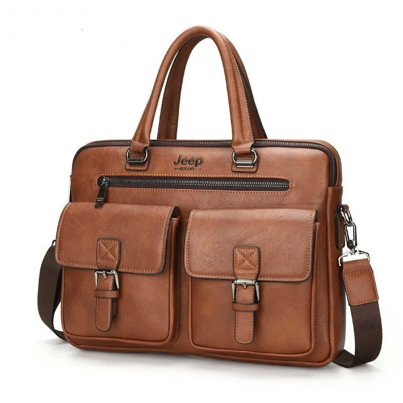 West Louis™ Men's Luxury Leather Business Briefcase