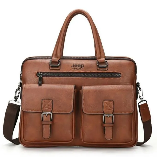 West Louis™ Men's Luxury Leather Business Briefcase