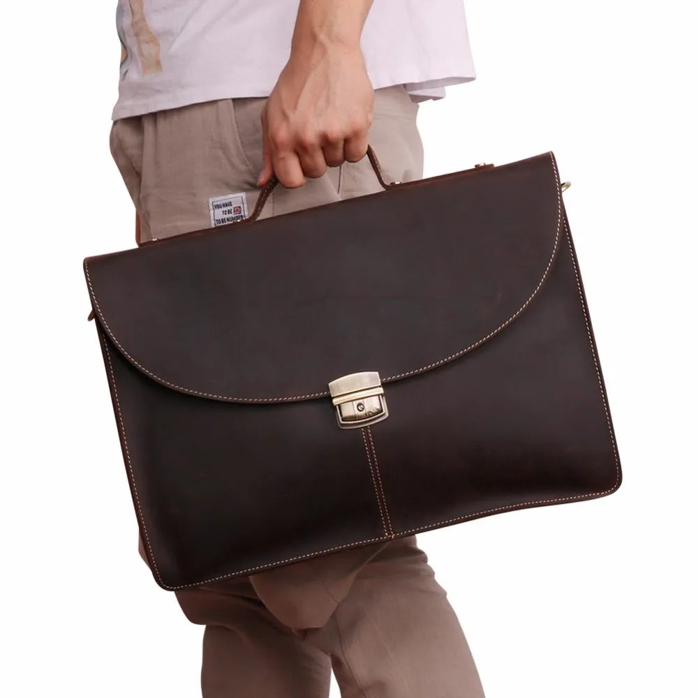 West Louis™ Retro Genuine Leather Business Briefcase