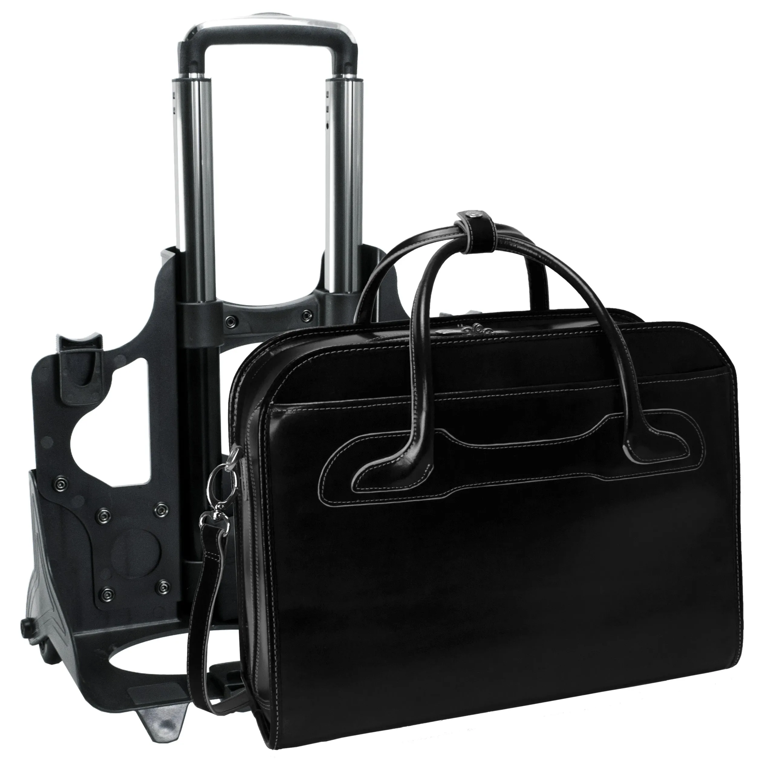 WILLOWBROOK | 17” Leather Detachable-Wheeled Laptop Case