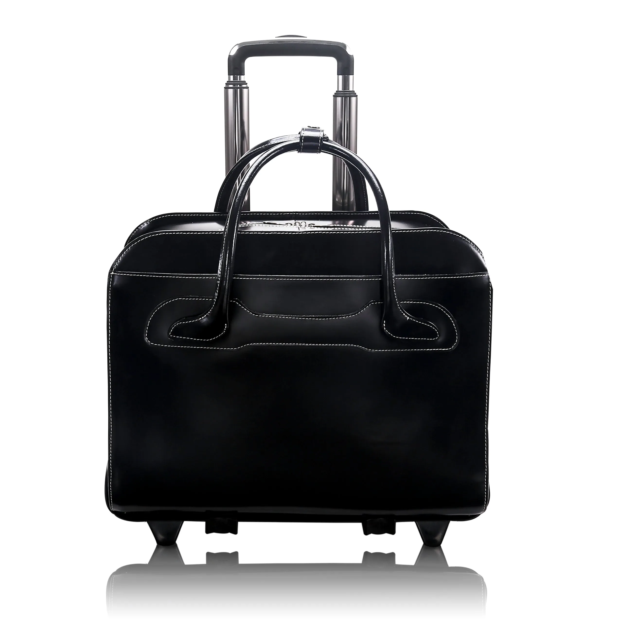 WILLOWBROOK | 17” Leather Detachable-Wheeled Laptop Case