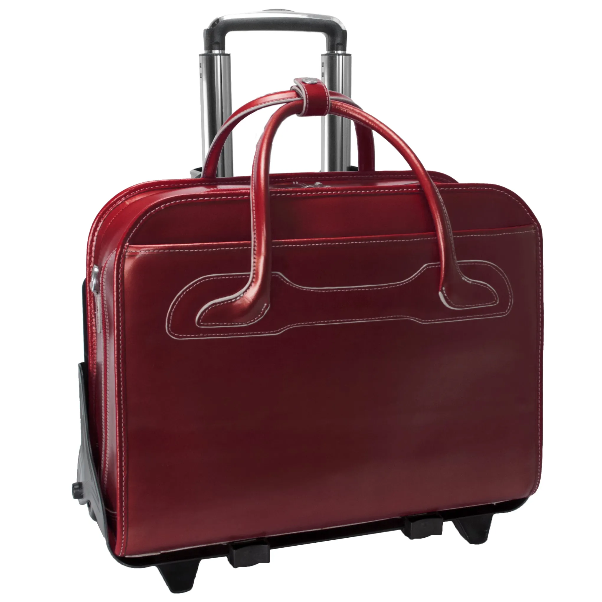 WILLOWBROOK | 17” Leather Detachable-Wheeled Laptop Case