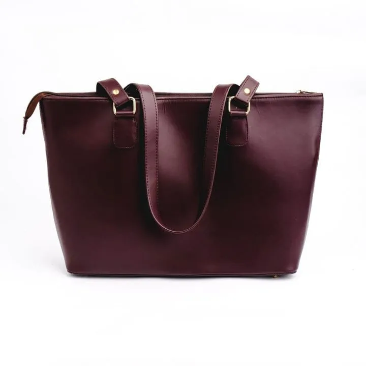 Wine Berry Leather Tote Bag