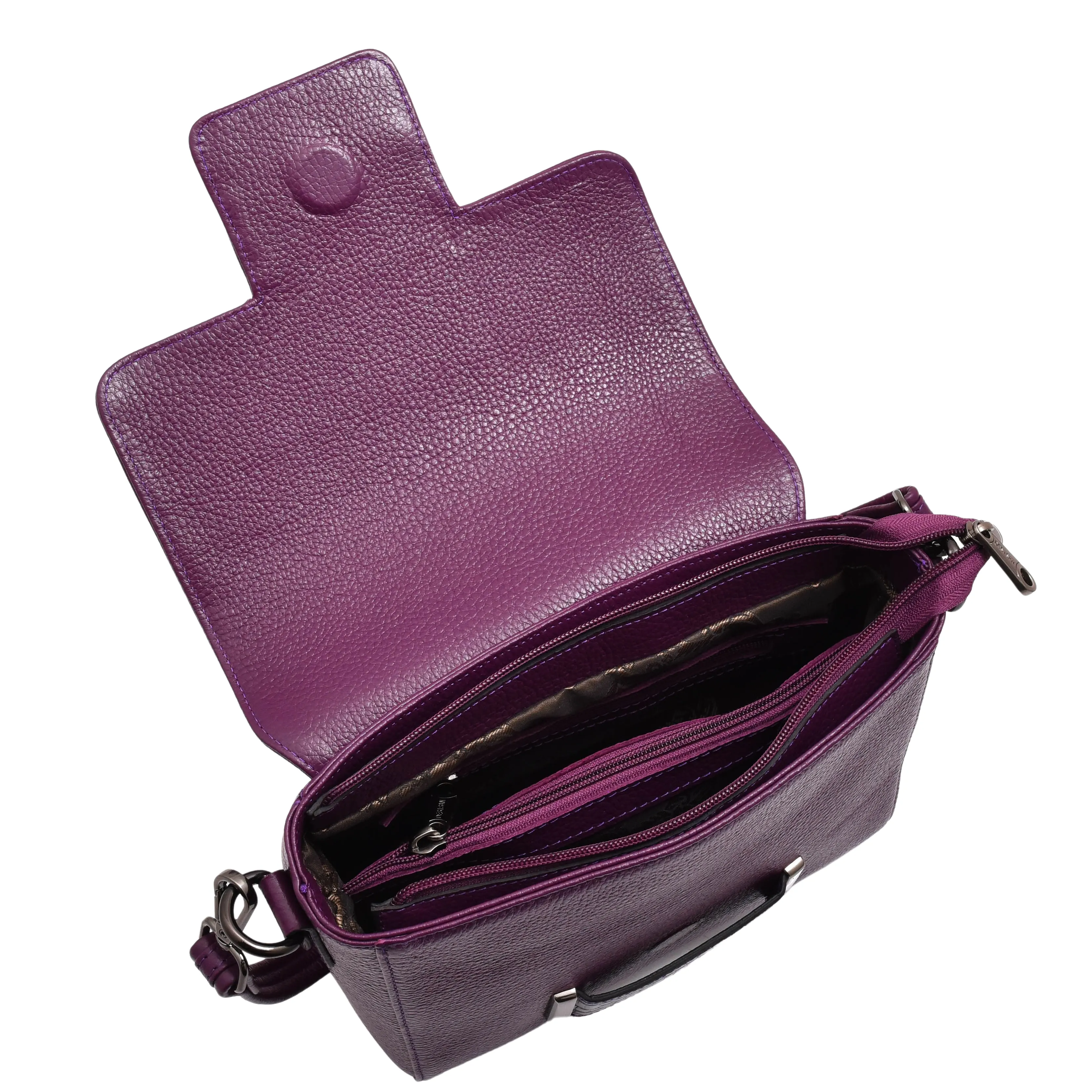 Womens Cross Body Messenger Bag Adjustable Shoulder Strap LINDA Purple