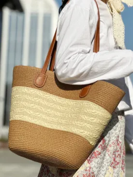 Women's French Beach Bag Satchel Straw Woven Bag