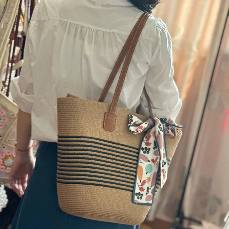 Women's French Beach Bag Satchel Straw Woven Bag