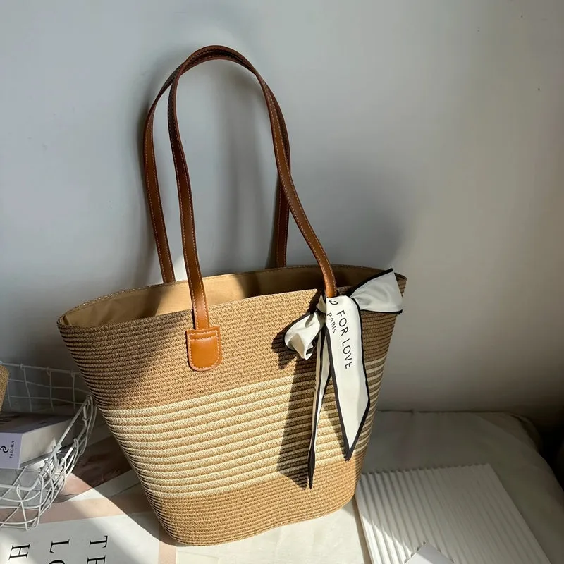 Women's French Beach Bag Satchel Straw Woven Bag