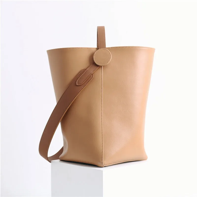 Womens Leather Large Bucket Tote Shopper Bag