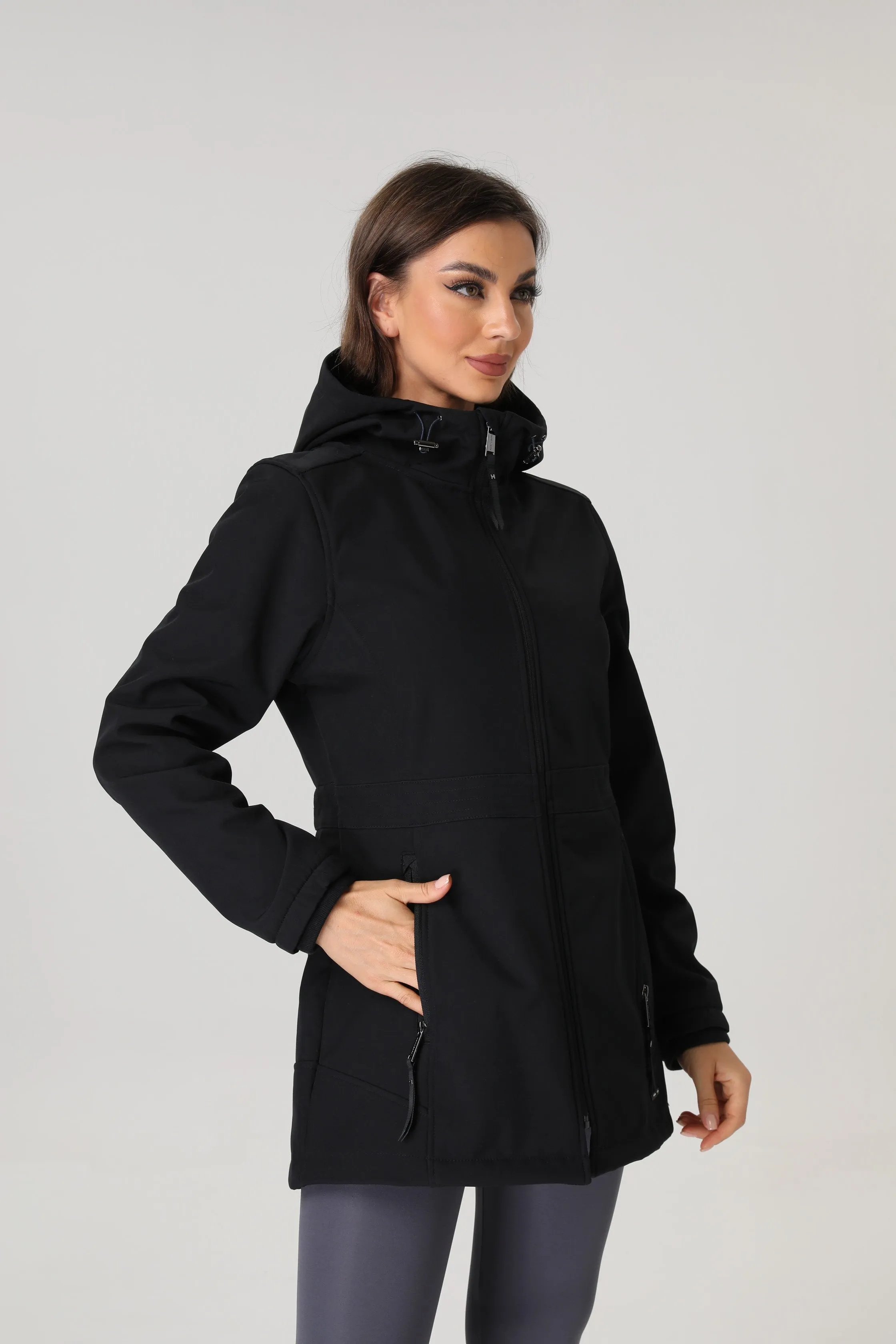 Women's Side Waist Detail Long Softshell Jacket